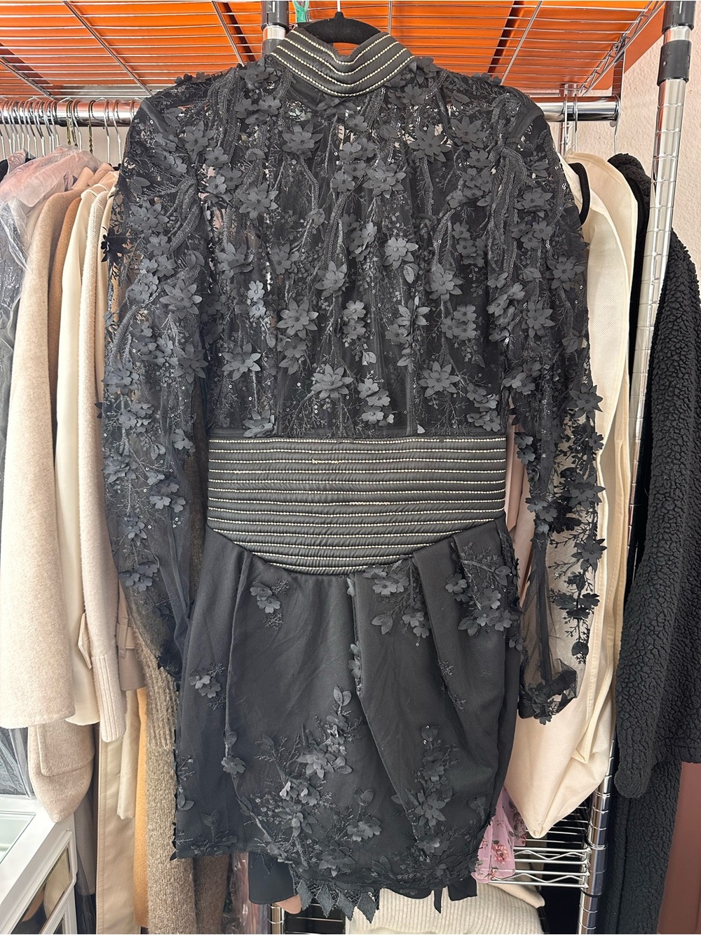 ZHIVAGO Black Floral Lace Embellished Mini Dress – Size Small